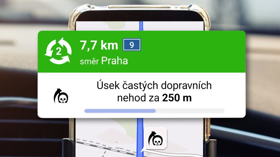 Mapy.cz nově zobrazují smrtku. Upozorní na místa častých nehod